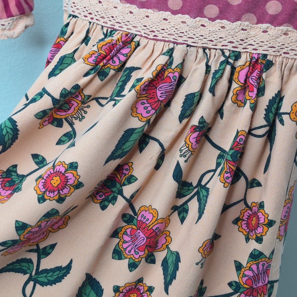 Matilda‎ Jane Girls Polka Dot Floral Be Clever Dress 3/4 Sleeve Crochet Size 4 - Picture 4 of 7